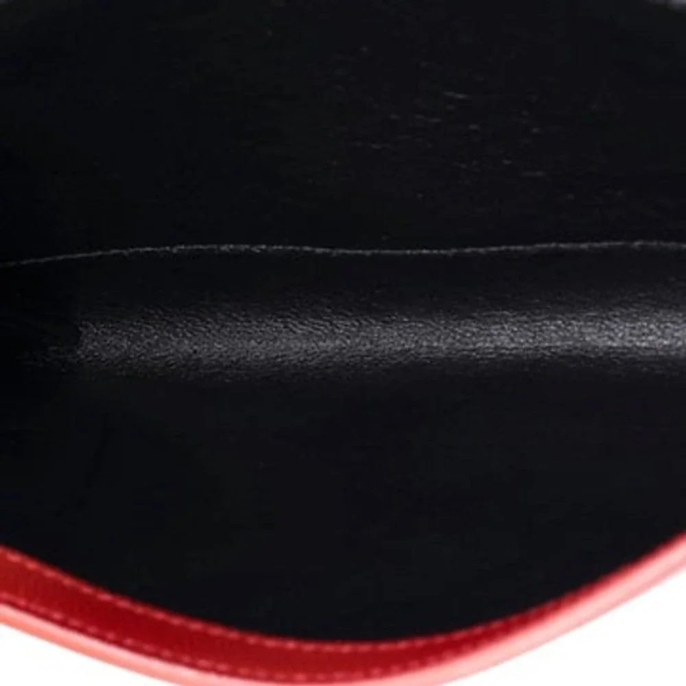 Saint Laurent Uptown Chain Wallet Red Grain De Poudre WOC + Card Holder Gold HW